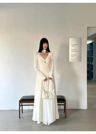 white pleated dress