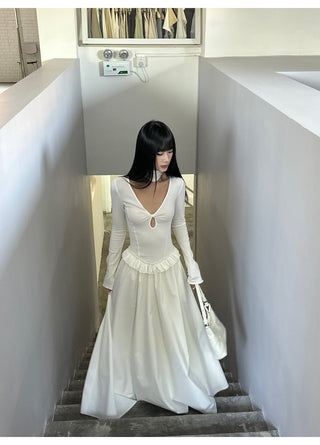 white pleated dress