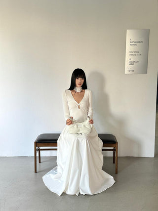white pleated dress
