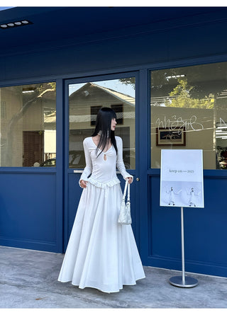 white pleated dress