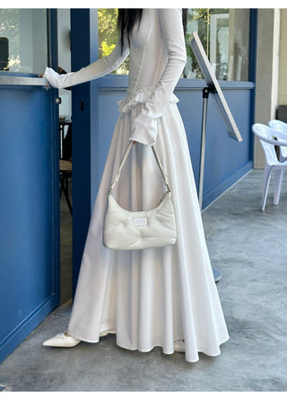 white pleated dress