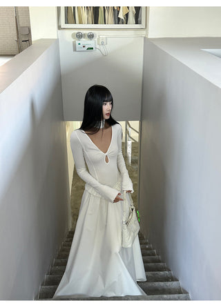 white pleated dress