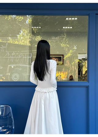 white pleated dress