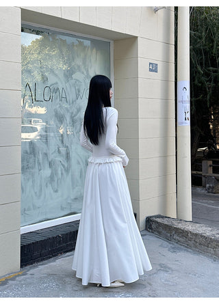 white pleated dress