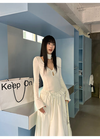 white pleated dress