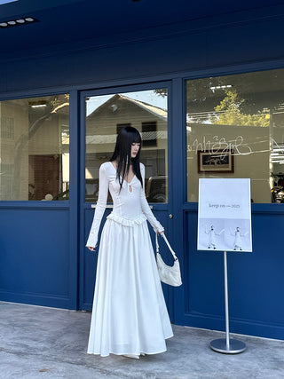 white pleated dress