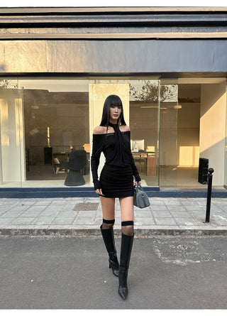 black sequin dress