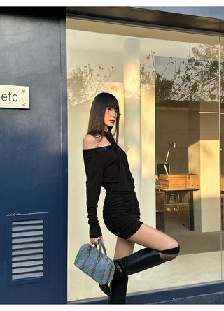 black sequin dress
