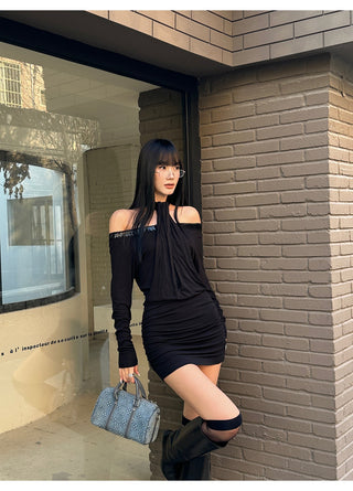 black sequin dress