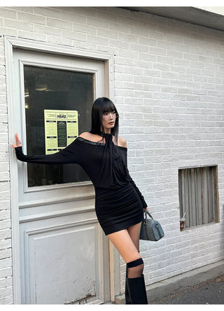 black sequin dress