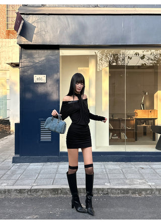 black sequin dress