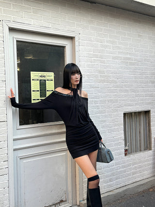 black sequin dress