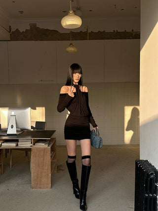black sequin dress