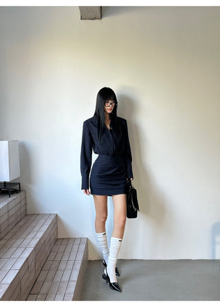 blue striped dress