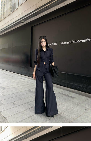 striped bell-bottom suit