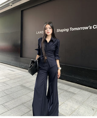 striped bell-bottom suit