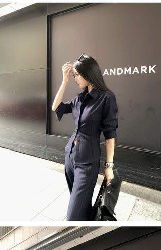 striped bell-bottom suit