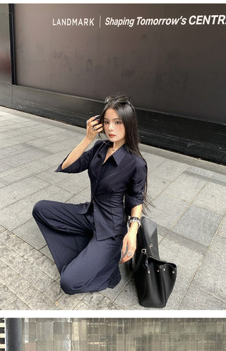 striped bell-bottom suit