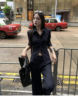 striped bell-bottom suit