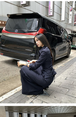 striped bell-bottom suit