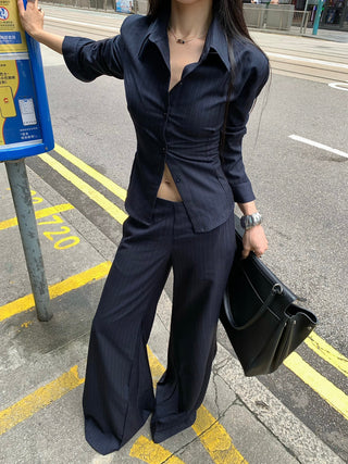 striped bell-bottom suit