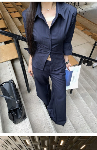 striped bell-bottom suit
