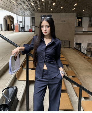 striped bell-bottom suit