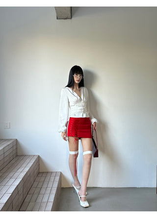 red lace skirt