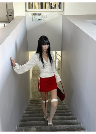 red lace skirt