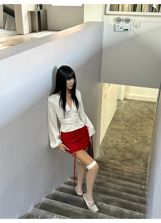 red lace skirt