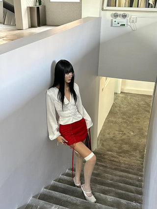red lace skirt