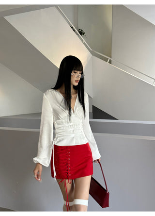 red lace skirt