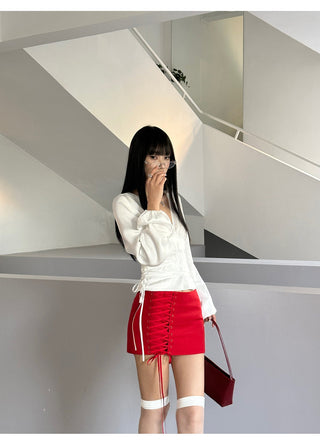 red lace skirt