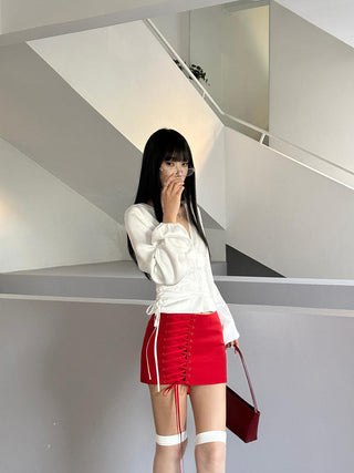 red lace skirt