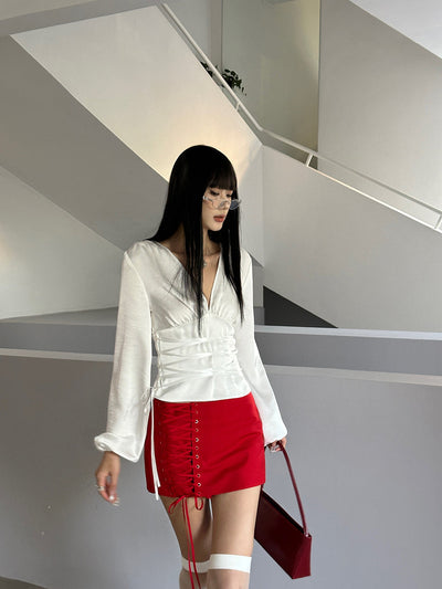 red lace skirt