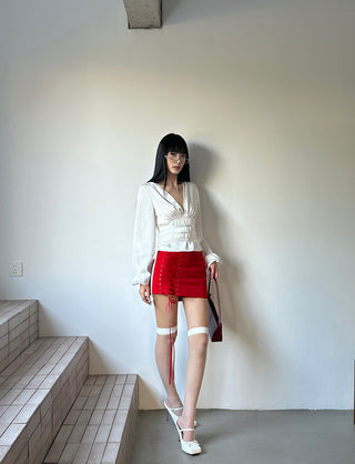 red lace skirt