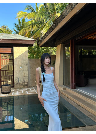 blue sling dress