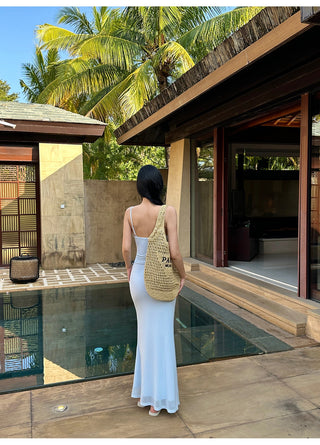 blue sling dress