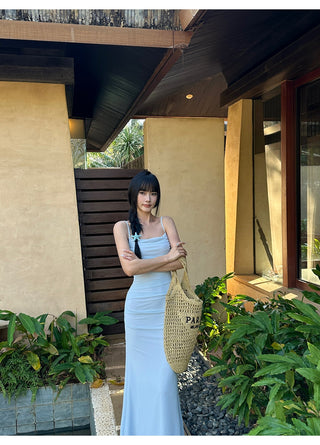 blue sling dress