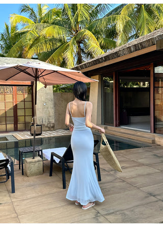 blue sling dress