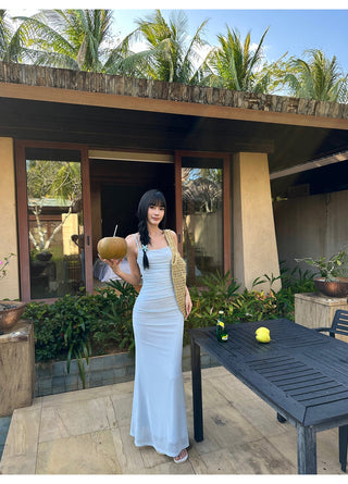 blue sling dress