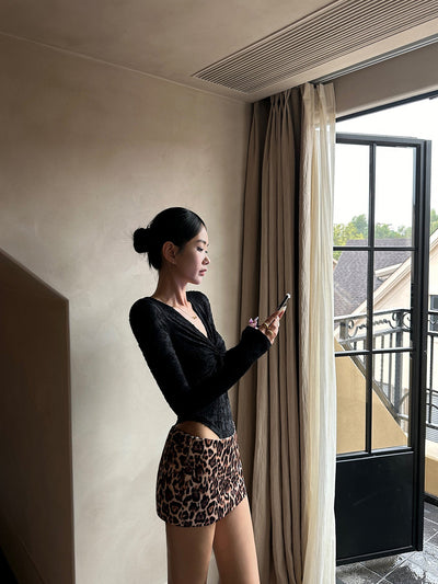 black V-neck jumpsuit