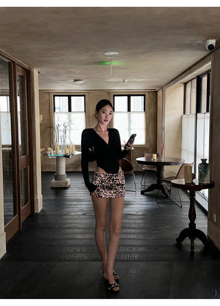 black V-neck jumpsuit