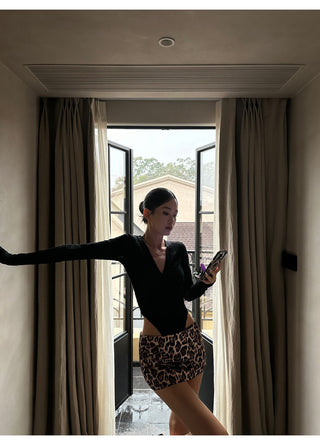 black V-neck jumpsuit