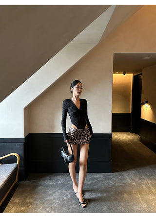 black V-neck jumpsuit