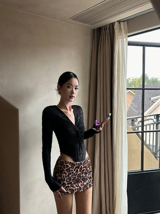 black V-neck jumpsuit