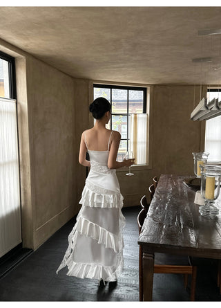 ruffle satin dress