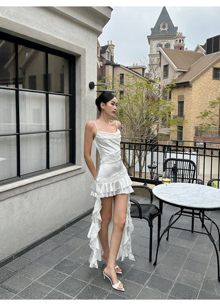 ruffle satin dress