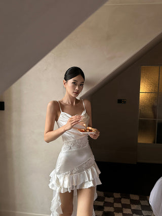 ruffle satin dress