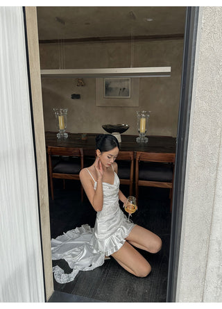 ruffle satin dress